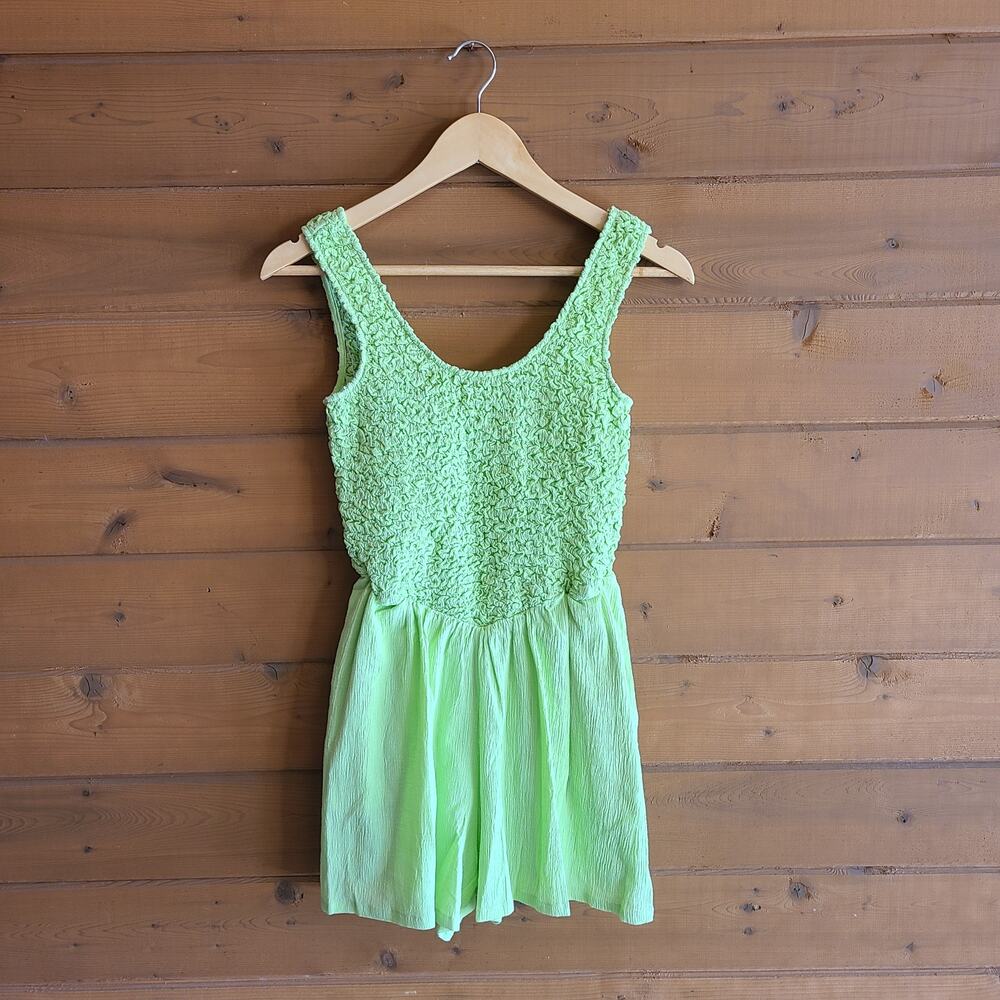 Anthropologie Mable Lime Romper Y2K Smocked Green S Tank Top NWOT S Prep Pastel - Picture 2 of 6